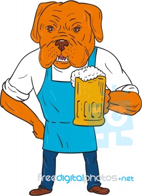 Bordeaux Dog Brewer Mug Mascot Cartoon Stock Image
