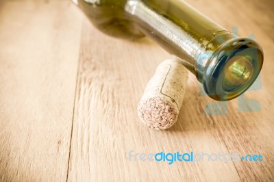 Bottle Of Red Wine And Corks. Wine List Concept Stock Photo