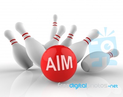Bowling Aim Represents Aims Strike 3d Rendering Stock Image