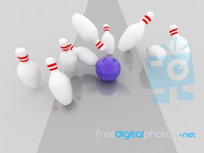 Bowling Strike Illustration, 3d Imagen Stock Image