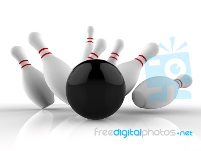 Bowling Strike Showing Winning Skittles Game Stock Image