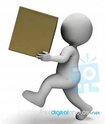 Box Deliver Shows Delivers Post And Render 3d Rendering Stock Image