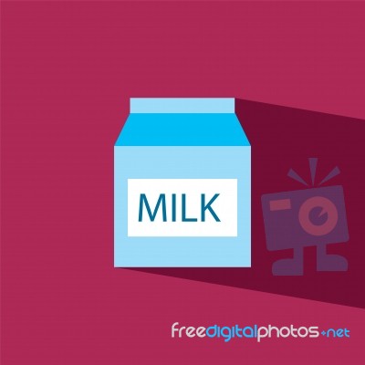 Box Milk Flat Icon   Illustration  Stock Image