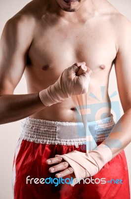 Boxer On Preparing For Fight Stock Photo