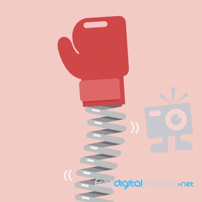 Boxing Glove With Elastic Metal Spring Stock Image