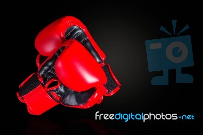 Boxing Gloves On Black Background Stock Photo