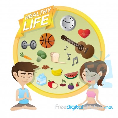 Boy And Girl Meditating With Healthy Lifestyle Concept Stock Image