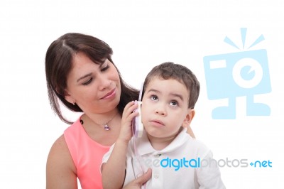 Boy And Mother Playing Together Stock Photo