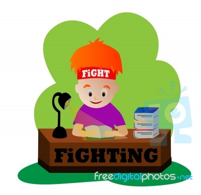 Boy Fighting For Exam Stock Image