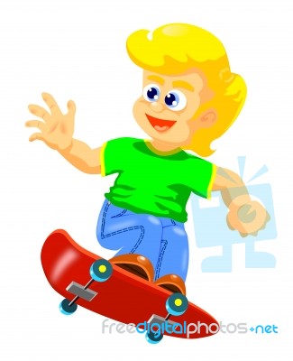 Boy Jumping With His Skateboard Stock Image
