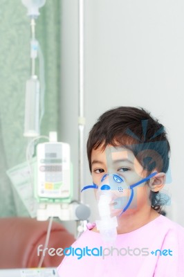 Boy Patient In Hospital Stock Photo