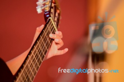 Boy Plays Guitar Stock Photo