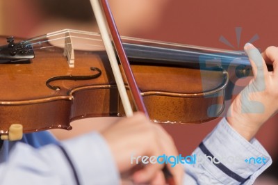 Boy Plays Violin Stock Photo