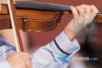 Boy Plays Violin Stock Photo