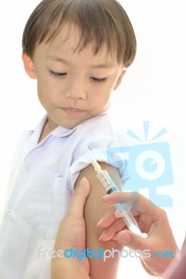 Boy Receiving Vaccination Stock Photo