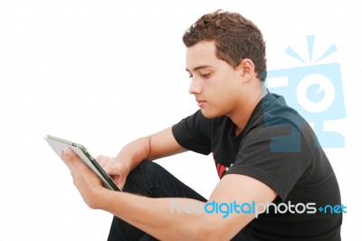 Boy With Tablet Pc Stock Photo