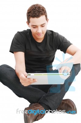 Boy With Tablet Pc Stock Photo