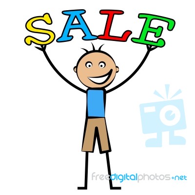 Boys Sale Represents Childhood Male And Promo Stock Image