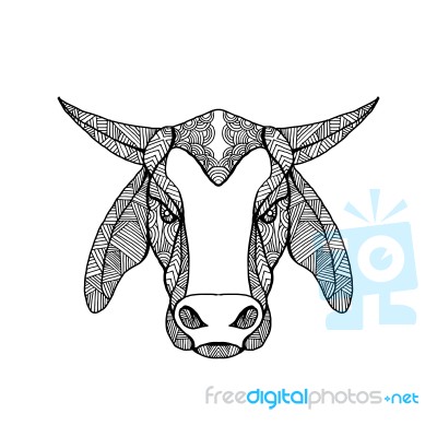 Brahma Bull Head Mandala Stock Image