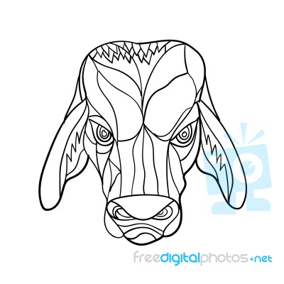 Brahma Bull Head Mosaic Black And White Stock Image