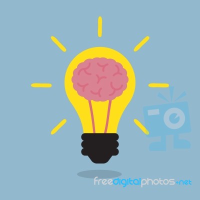 Brain Light Bulb Stock Image