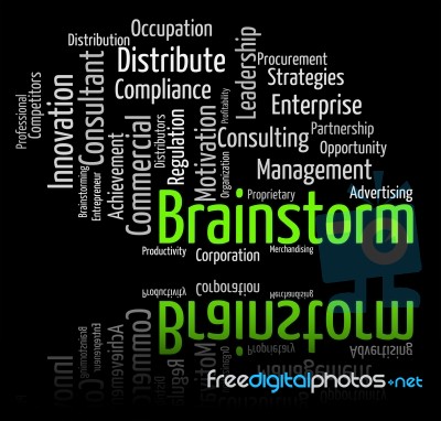 Brainstorm Word Indicates Put Heads Together And Analyze Stock Image