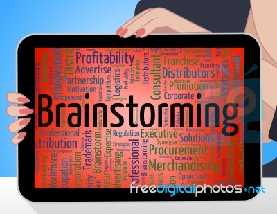 Brainstorming Word Means Put Heads Together And Analyze Stock Image