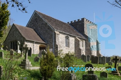 Bramber, West Sussex/uk - April 20 : Exterior View Of St Nichola… Stock Photo