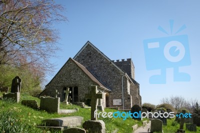 Bramber, West Sussex/uk - April 20 : Exterior View Of St Nichola… Stock Photo