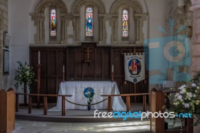 Bramber, West Sussex/uk - April 20 : Interior View Of St Nichola… Stock Photo