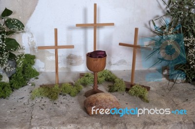 Bramber, West Sussex/uk - April 20 : Interior View Of St Nichola… Stock Photo