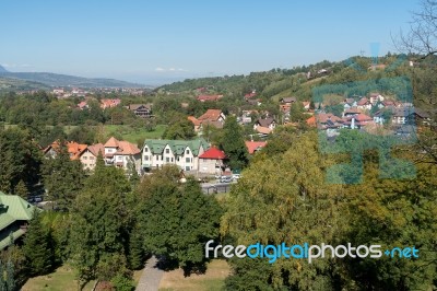 Bran, Transylvania/romania - September 20 : View Of Bran From Dr… Stock Photo