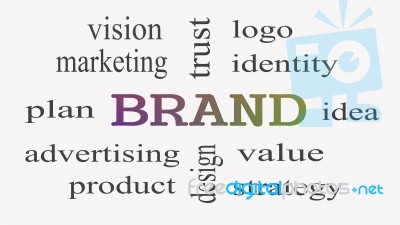Brand Concept Word Cloud On Black Background Stock Image