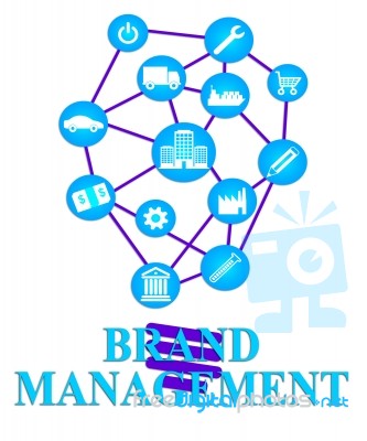 Brand Management Indicates Company Identity And Administration Stock Image