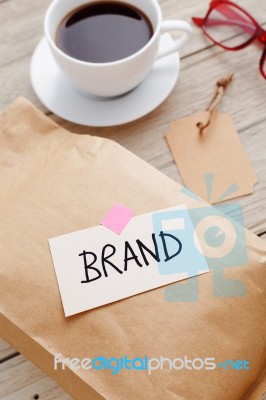 Brand Marketing Concept With Product Packgage Stock Photo