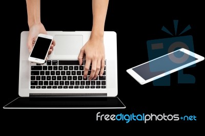 Brand New Smartphone, Laptop And Tablet Pc Stock Photo