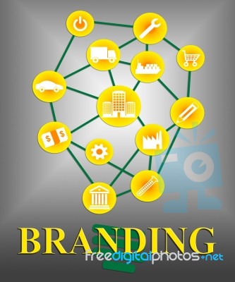 Branding Icons Represents Trade Brands And Trademark Stock Image