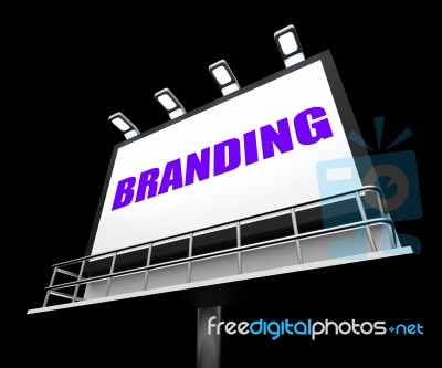 Branding Media Sign Indicates Company Brand Labels Stock Image
