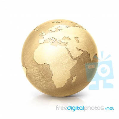 Brass Globe 3d Illustration Europe And Africa Map Stock Photo
