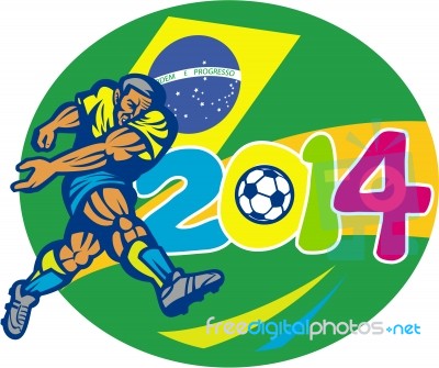 Brazil 2014 Soccer Football Player Retro Stock Image