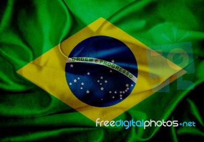 Brazil Grunge Waving Flag Stock Image