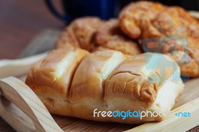 Bread On Tray Stock Photo