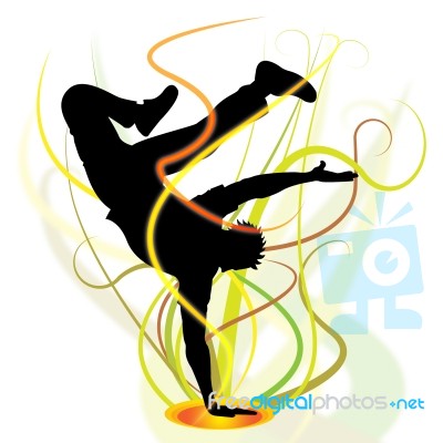 Break Dancer Shows Disco Music And Breakdancing Stock Image