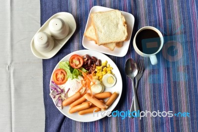 Breakfast Set  On Table Stock Photo