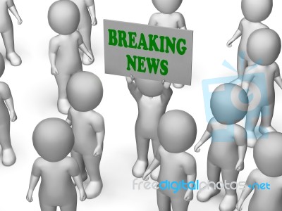 Breaking News Board Character Shows News Flash And Updates Stock Image