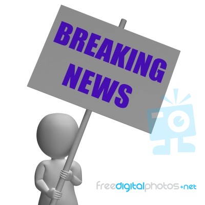 Breaking News Protest Banner Means Latest Broadcasting Stock Image