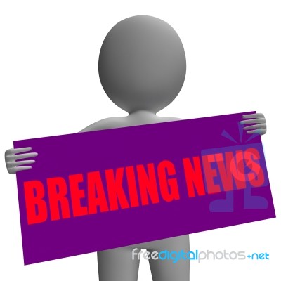 Breaking News Sign Character Means News Update Stock Image