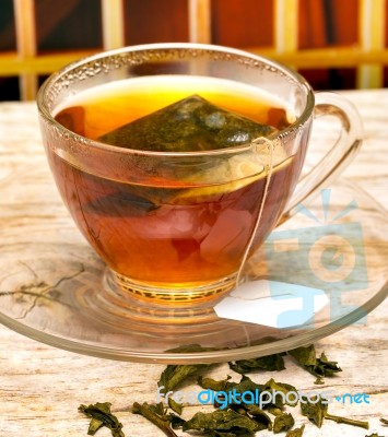 Brewed Green Tea Means Breaktime Restaurants And Drinks Stock Photo