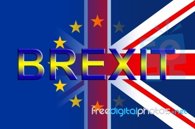 Brexit Flags Indicates Britain Europe And England Stock Image