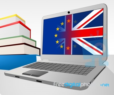Brexit Laptop Indicates Britain Decision Www And Vote Stock Image